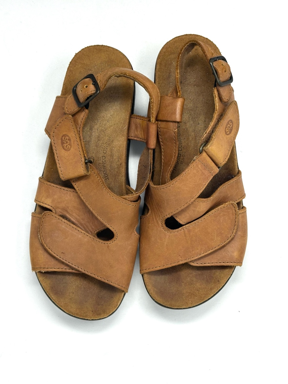 SAS Tripad Comfort Brown Leather Adjustable Strap Sandals Women Sz 7 - Picture 5 of 10